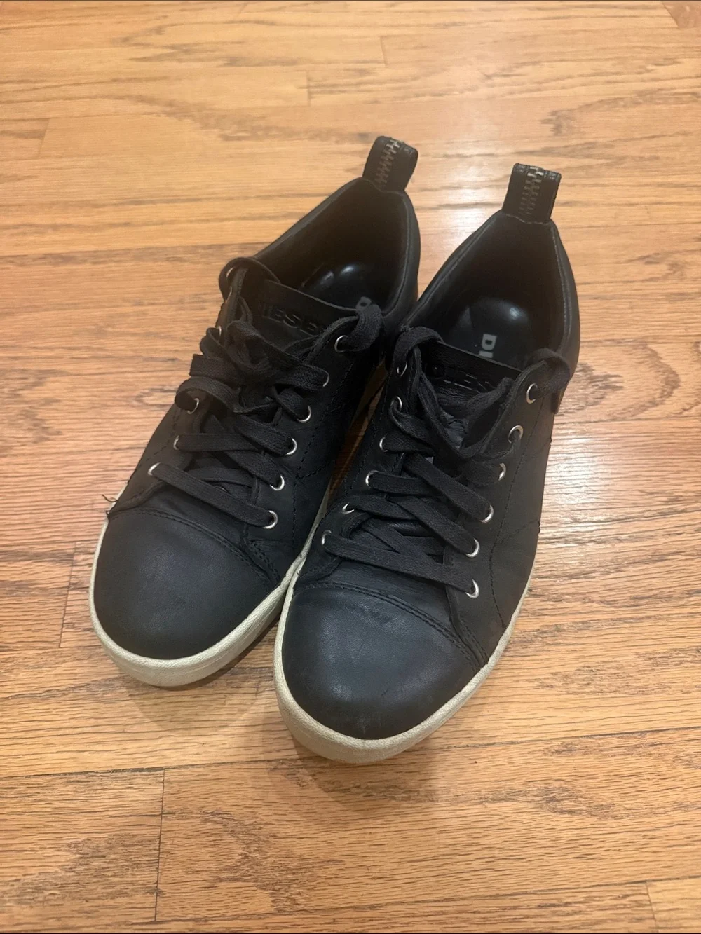 Diesel S-Marquise Low Black Leather Sneakers Luxury Casual Men’s US Size 9